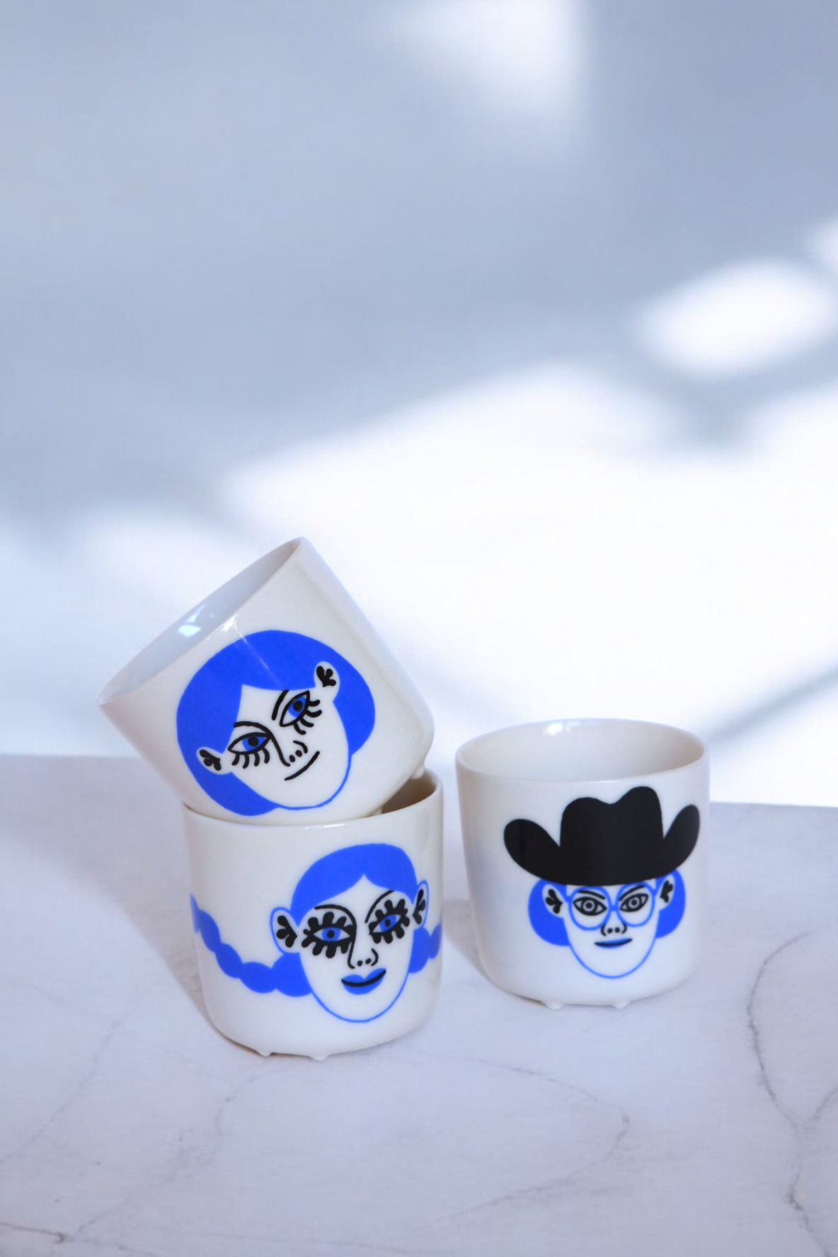 Set of three cups Blue