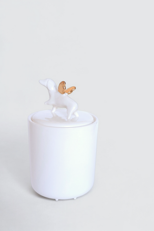 Decorative jar with dog